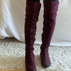 Over the knee maroon suede boots size 8